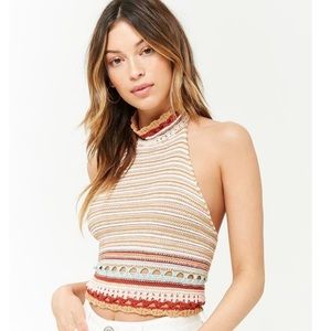 Forever 21 knit multi-colored haltered crop top